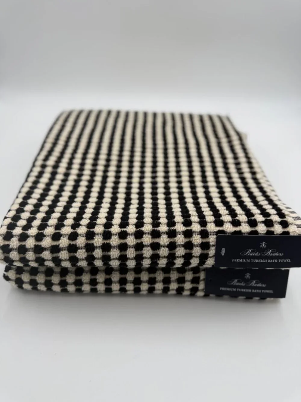 Brooks Brothers 6 Pc Premium Turkish Bath Hand Tip Towel Set Black Ivory NWT